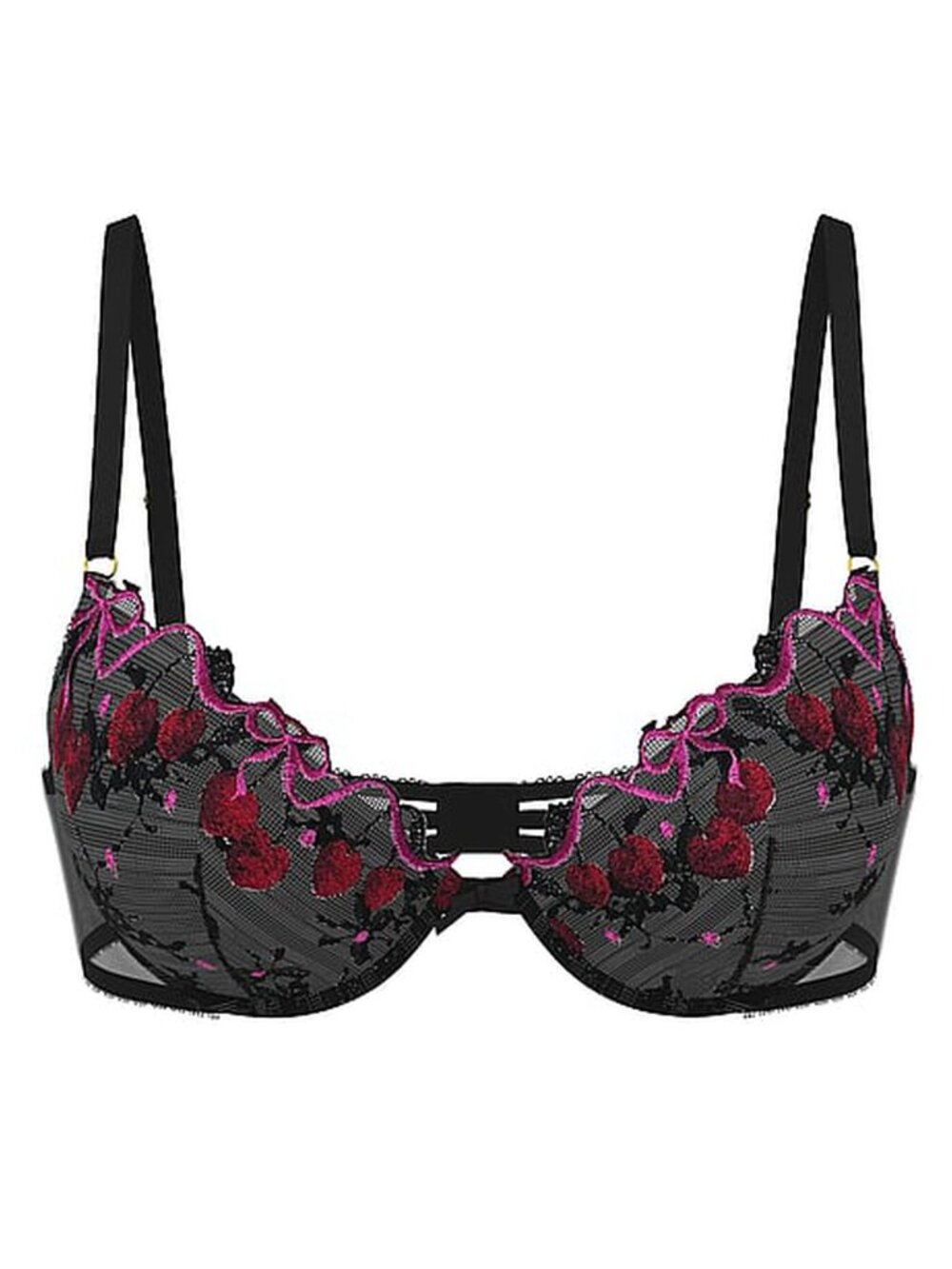 New! Victoria’s Secret Black Cherry Bomb Embroidered Push Up Bra 34559